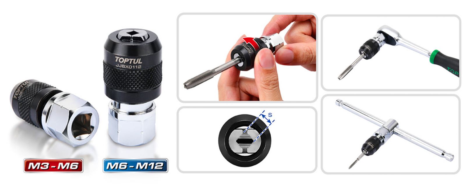 Bộ Đầu Tuýp Vặn Taro Điều Chỉnh 2PCS TOPTUL JGAR0204