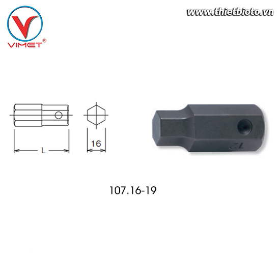 Đầu khẩu lục giác 19mm Koken 107.16-19