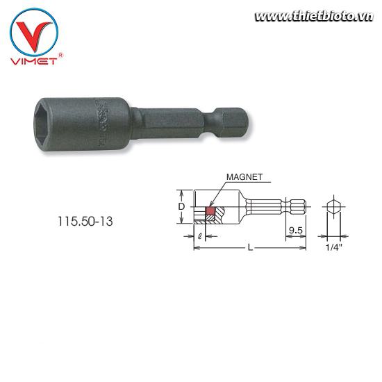 Đầu khẩu lục giác 13mm Koken 115.50-13