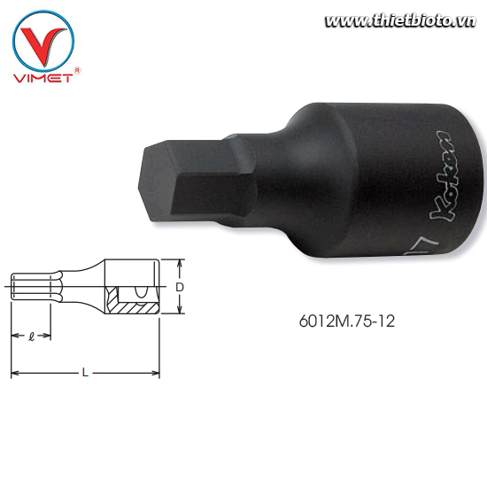 Đầu tuýp mũi vít 12mm Koken 6012M.75-12