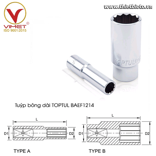 Tuýp bông dài 3/8