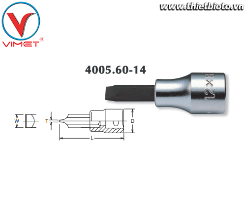 Đầu tuýp mũi dẹt 2.5x14mm Koken 4005.60-14