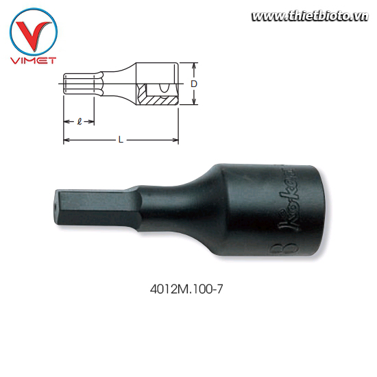 Đầu tuýp mũi lục giác 7mm Koken 4012M.100-7