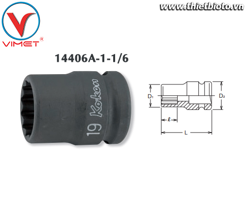 Đầu tuýp bông 1-1/6 Koken 14406A-1.1/6
